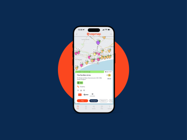 A phone displaying the Zapmap app